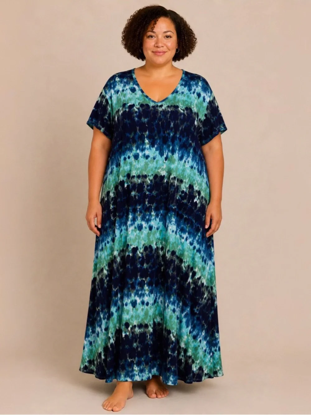 kim gravel maxi dress Belle by Kim Gravel Reg TripleLuxe Knit Spring Maxi Dress, Size 3X, CoastalTurq/Mrn